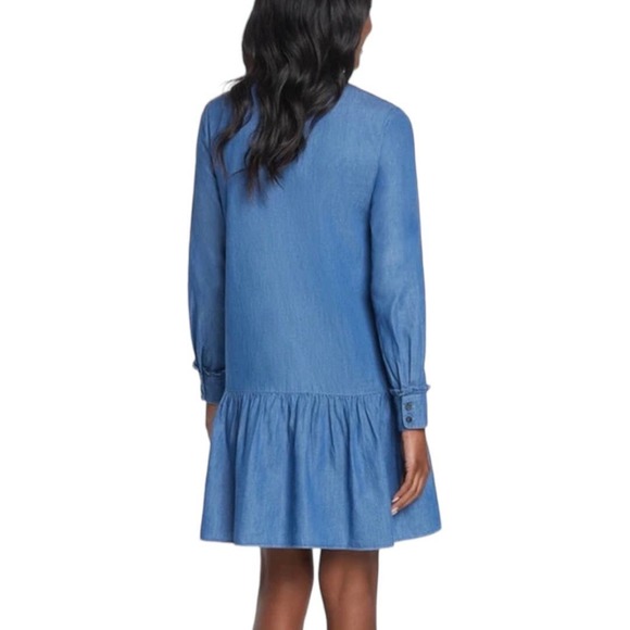 NWT Draper James Chambray Button Down Flounce Hem Shirt Dress 2 - Picture 2 of 9